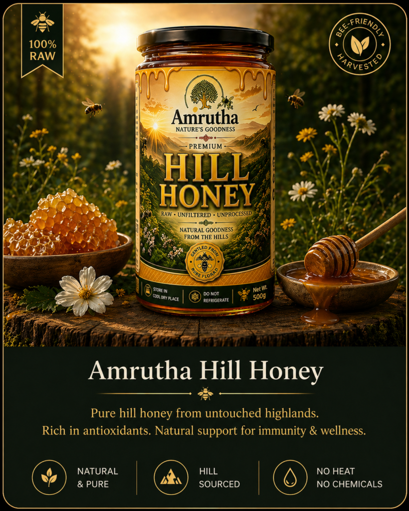 "Premium hill honey in glass jar pure raw natural honey from highlands"