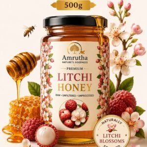 Amrutha Premium Litchi Honey 500g raw and organic single bottle