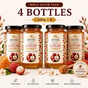 Amrutha Premium Litchi Honey Mega Saver Pack four 500g bottles wholesale price offer