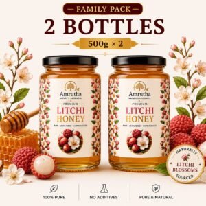 Amrutha Premium Litchi Honey Family Pack two 500g bottles special saving offer