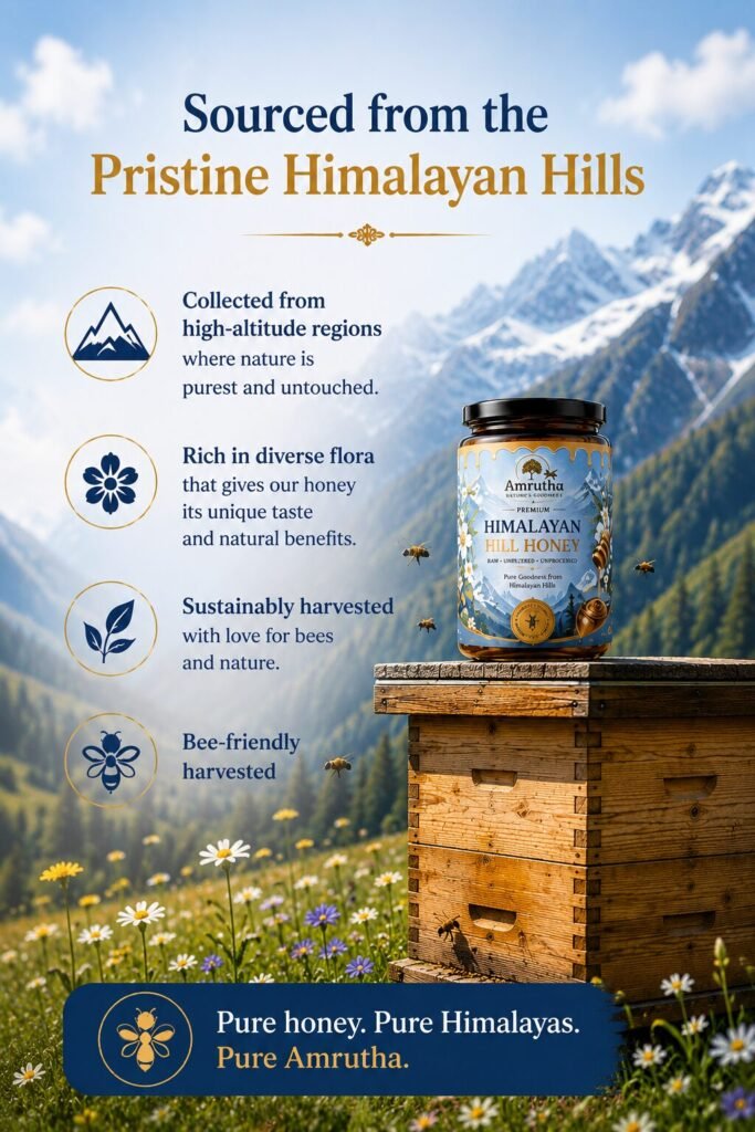 Close up view of Himalayan flowers highlighting the high-altitude source of Amrutha Honey for mobile.