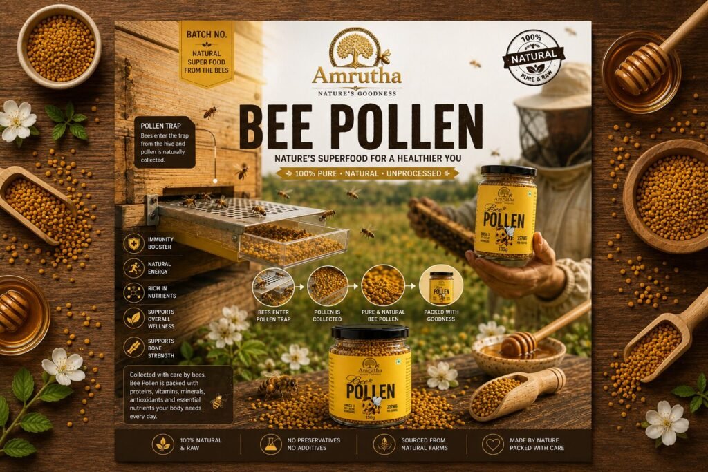 Amrutha 100% Pure Natural Unprocessed Bee Pollen premium banner